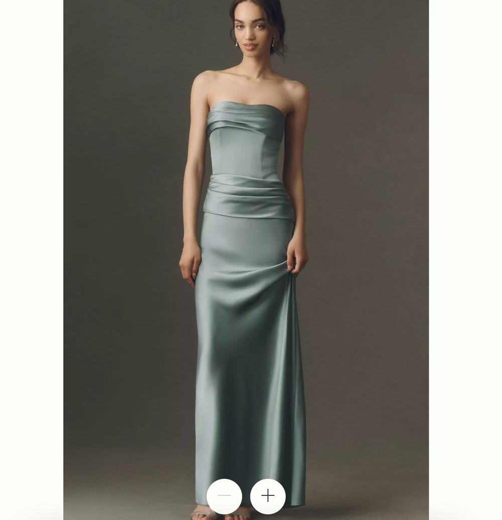 Anthropologie Mare Mare Isabella Strapless Ice Blue Ruched Corset Dress NWT